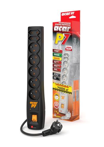 acar-p7-3m Rozvodný panel ACAR P7/3m 5+2x220V černý+přep.ochr