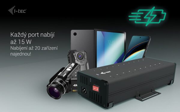 b2-1 i-tec USB-C/USB-A Metal Charging + Data HUB, 15W/port, 20x USB-C, 360W