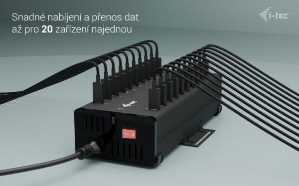 b5-1 i-tec USB-C/USB-A Metal Charging + Data HUB, 15W/port, 20x USB-C, 360W