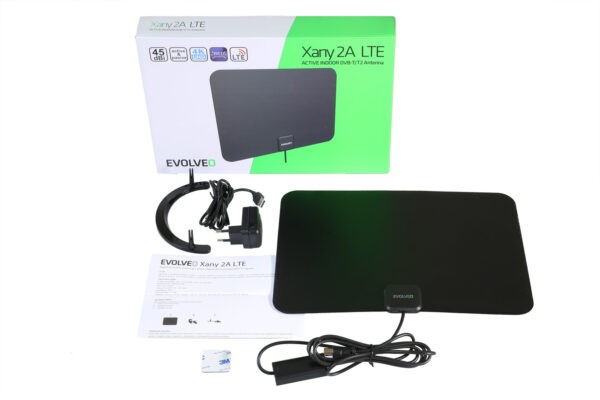 EVOLVEO Xany 2A, 230/5V, aktivní pokojová anténa FM/DAB+/DVB-T2, filtr LTE,4G,5G