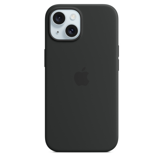 black_s-23 iPhone 15 Silicone Case with MagSafe - Black