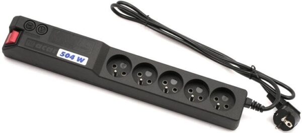 ca4 19" napáj.pan.Acar 504WF 5x220V-3m black+přep.ochr