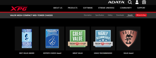 Adata XPG VALOR MESH/Midi Tower/Transpar./Černá