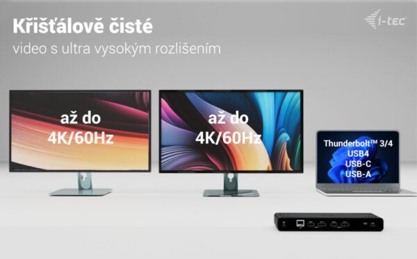 clipp07 i-tec Universal Dual 4K Display Docking Station, Power Delivery 85W + i-tec USB-C Charger 100W