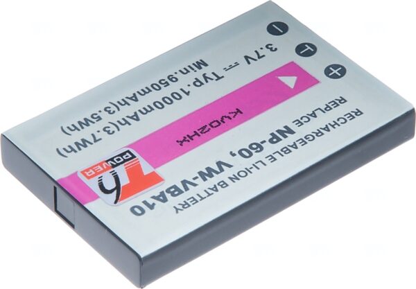 Baterie T6 Power NP-60, KLIC-5000, NP-30, LI-20B, A1812A, L1812A, L1812B, 1000mAh, 3,7Wh