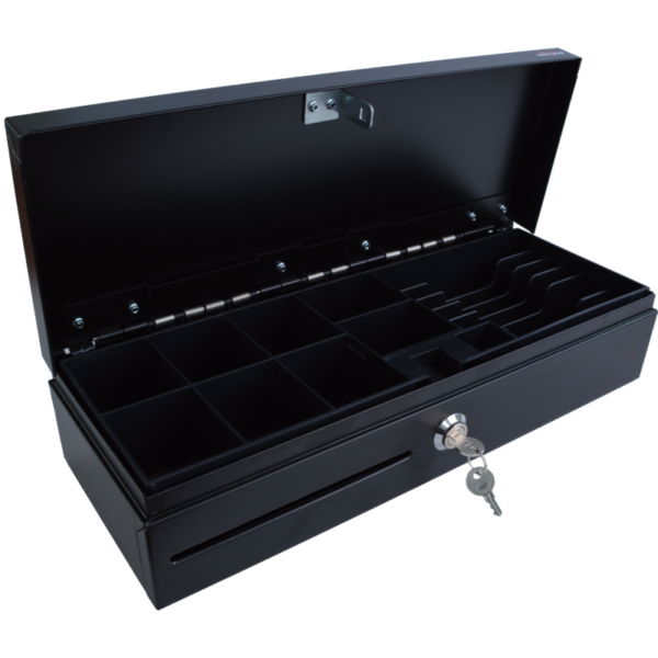 ekn0008_02 Pokladní zásuvka flip-top FT-460C1 - s kabelem, bez zamykatelného krytu, 9-24V, černá