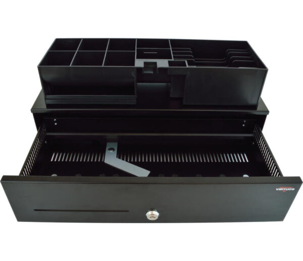 Pokladní zásuvka SK-500C - s kabelem, pořadač 6/8, 9-24V, černá