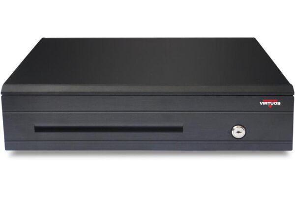 Pokladní zásuvka C425C - s kabelem, kovové držáky, 9-24V, černá