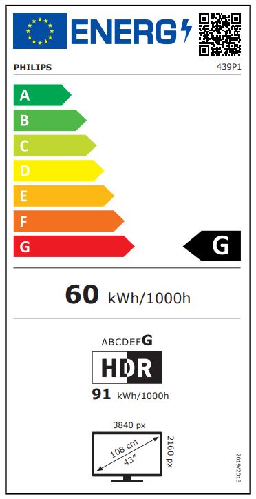 Philips/439P1/00/42,51"/VA/4K UHD/60Hz/4ms/Black/3R