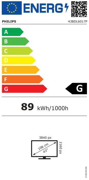 estitek_43BDL6017P 43" D-LED Philips 43BDL6017P-UHD,800cd,MP,24/7