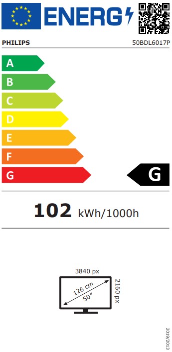 50" D-LED Philips 50BDL6017P-UHD,800cd,MP,24/7