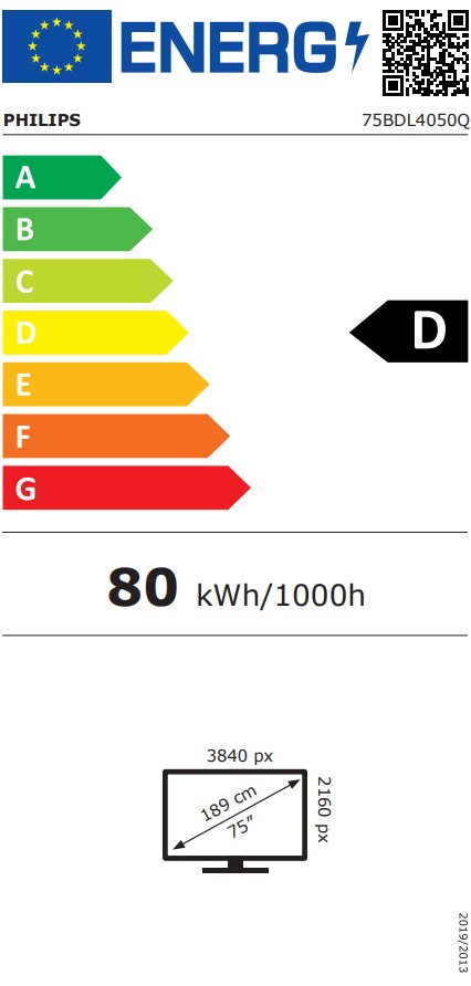 estitek_75BDL4050Q 75" LED Philips 75BDL4050Q-UHD,500cd,AN,24/7