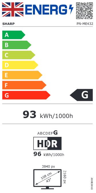 43" LED SHARP ME432 3840x2160,18/7,400cd, Android