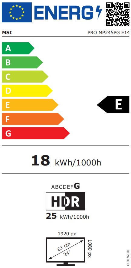 MSI Pro/MP245PG E14/23,8"/IPS/FHD/144Hz/1ms/Černá/2R