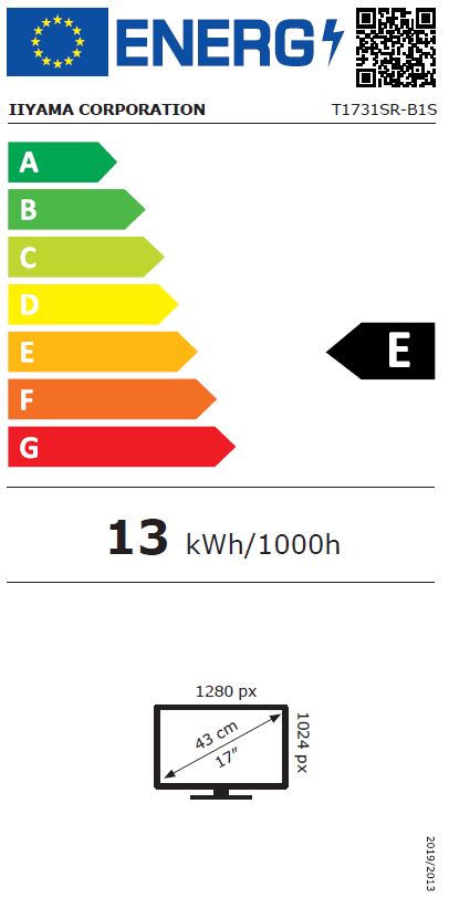 estitek_T1731SR-B1S 17" iiyama T1731SR-B1S - SXGA,250cd,RES,IP54,BLK