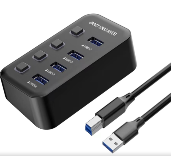 hub1 PremiumCord USB 3.2 Superspeed HUB 4-portový s vypínači portů