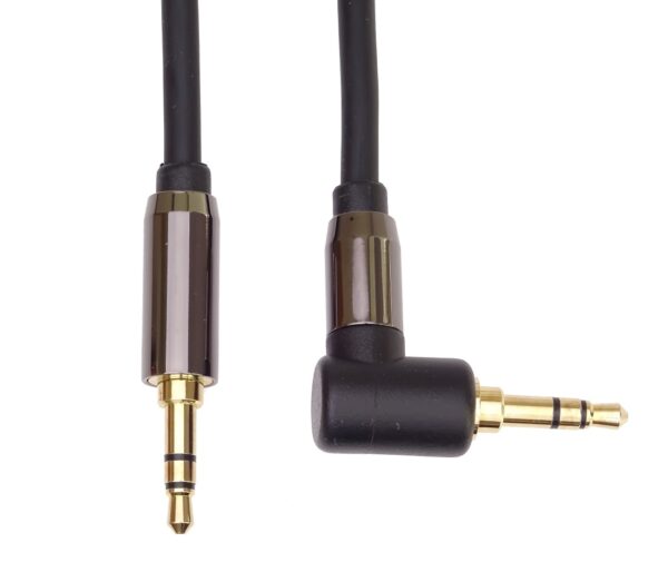 PremiumCord HQ stíněný kabel stereo Jack 3.5mm - Jack 3.5mm zahnutý 90° 1,5m