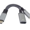 PremiumCord Redukce USB-C /3,5mm jack s DAC chipem + USB-C pro nabíjení 13cm