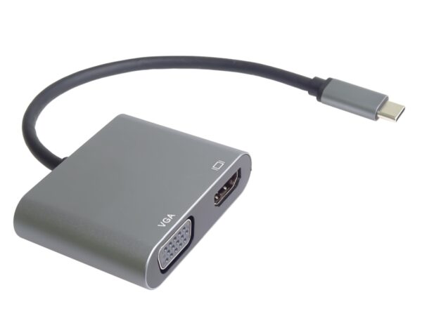 PremiumCord MST adaptér USB-C na HDMI + VGA, rozlišení 4K a FULL HD 1080p