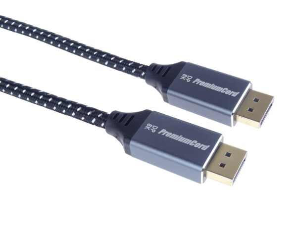 PremiumCord DisplayPort 1.4 přípojný kabel, kovové a zlacené konektory, 3m