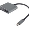 PremiumCord MST adaptér USB-C na HDMI + VGA, rozlišení 4K a FULL HD 1080p