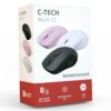 C-TECH WLM-12PK/Ergonomická/Optická/Pro praváky/1 600 DPI/USB+BT/Růžová