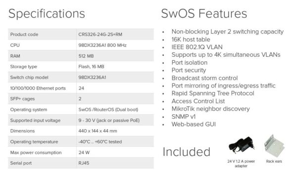 MikroTik Cloud Router Switch CRS326-24G-2S+RM