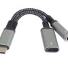 PremiumCord Redukce USB-C /3,5mm jack s DAC chipem + USB-C pro nabíjení 13cm