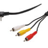 PremiumCord Video + Audio kabel, stereo 3.5mm 4 pinový - 3x CINCH RCA stíněný, M/M, 1,5m