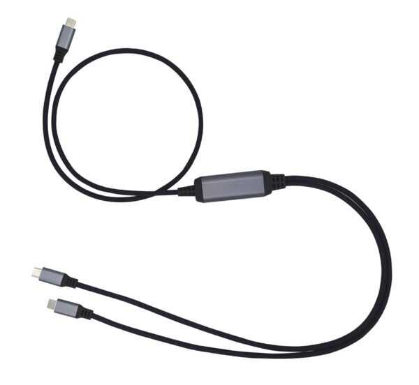 Kabel C-TECH USB Type-C PD 100W power splitter, 0,7m + 2x0,5m, černý