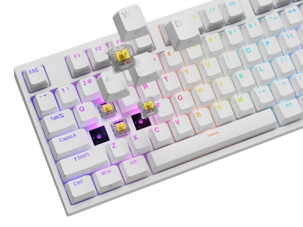 Herní mechanická klávesnice Genesis THOR 404/RGB/Gateron Yellow Pro/Drátové USB-A/US layout/Bílá