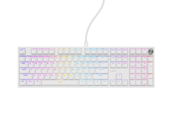 Herní mechanická klávesnice Genesis THOR 404/RGB/Outemu Peach Silent/Drátové USB-A/US layout/Bílá