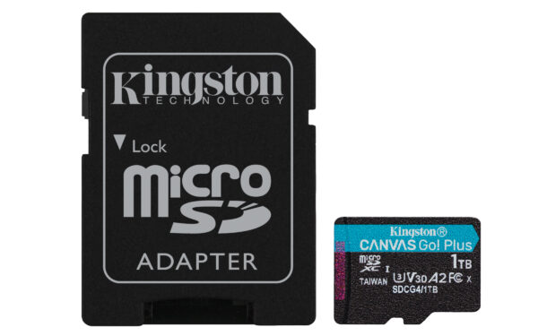 ktc-sdcg4-1000gb-s-hr Kingston Canvas Go Plus A2/Micro SDXC/1TB/UHS-I U3 / Class 10/+ Adaptér
