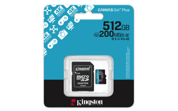 ktc-sdcg4-512gb-pc-hr Kingston Canvas Go Plus A2/Micro SDXC/512GB/UHS-I U3 / Class 10/+ Adaptér