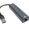 PremiumCord Adapter USB3.0 - RJ45 + 3x USB 3.0
