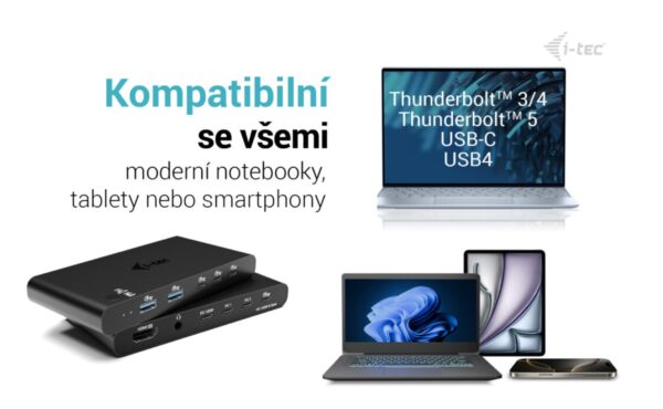 kvm05 i-tec KVM Docking Station HDMI for 2 hosts, Power Delivery 2x 100W