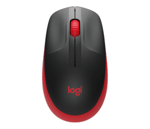 Logitech M190/Kancelářská/Optická/1 000 DPI/Bezdrátová USB/Černá-červená