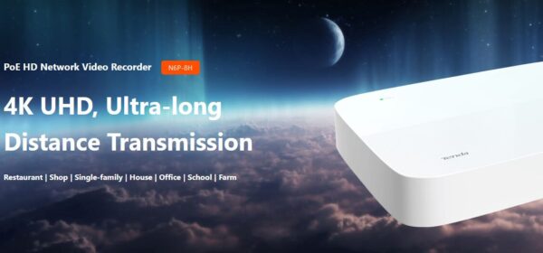 Tenda N6P-8H - PoE kamerový 4K NVR rekordér, 8 kanálů, H.265+, OnViF, zvuk, web. rozhraní, CZ app