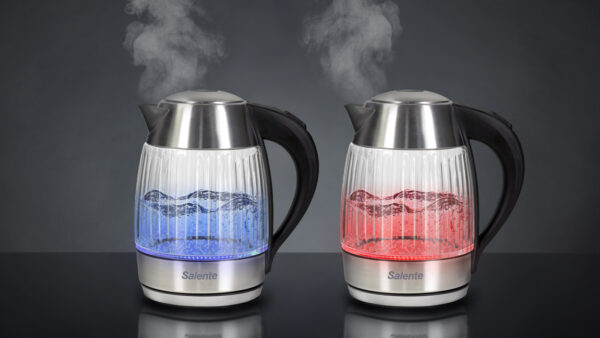 Salente StripeGlass, rychlovarná konvice 1,8 l, nerez/skleněná, červené podsvícení