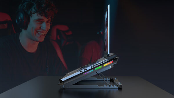 mceclip0-138 EVOLVEO Ania 16, chladicí podložka pod notebook, 5x ventilátor, RGB podsvícení