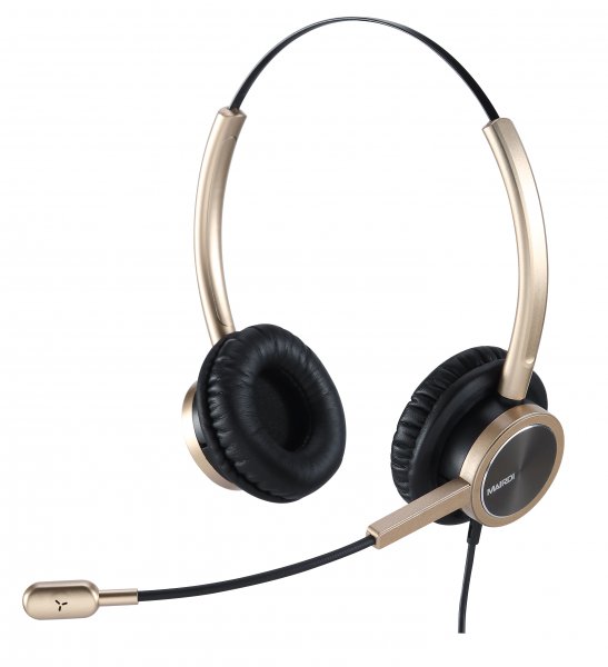 mrd-809dg_s WELL Mairdi MRD-809DG, náhlavka dvouušní, gold