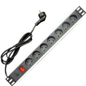 napajeci-panel-oc-7x230v-2m-ppo-black 19" napájecí panel 7x220V-1,8m PPO Black+přep.ochr.16A