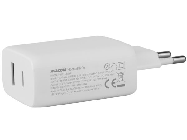 nasn-pq2x-65ww-2 AVACOM HomePRO+ síťová nabíječka s Power Delivery 65W s výstupy USB-C a USB-A