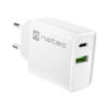 Universální nabíječka Natec RIBERA 20W 1X USB-A + 1X USB-C, bílá