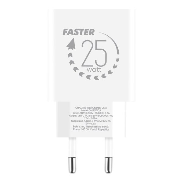 OBAL:ME Cestovní Nabíječka USB-A + USB-C 25W White