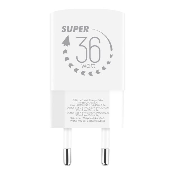 OBAL:ME GaN Cestovní Nabíječka USB-A + USB-C 36W White
