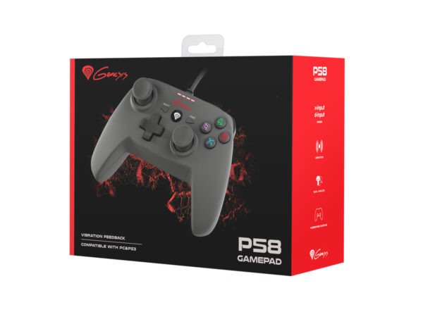 opak-P58 Drátový gamepad Genesis P58, pro PS3/PC, vibrace