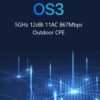 Tenda OS3 Outdoor CPE 5 GHz WiFi-AC 867Mb/s, 4x LAN, 12 dBi, IP65, pasivní PoE výhybka + adaptér