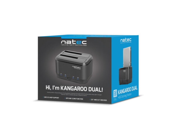 Dokovací stanice pro HDD 2,5"/3,5" USB 3.0 Natec Kangaroo Dual, funkce klonování, napájecí adaptér