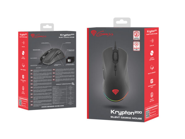package-Krypton-200-m Genesis herní optická myš KRYPTON 200/RGB/6400 DPI/Herní/Optická/6 000 DPI/Drátová USB/Černá